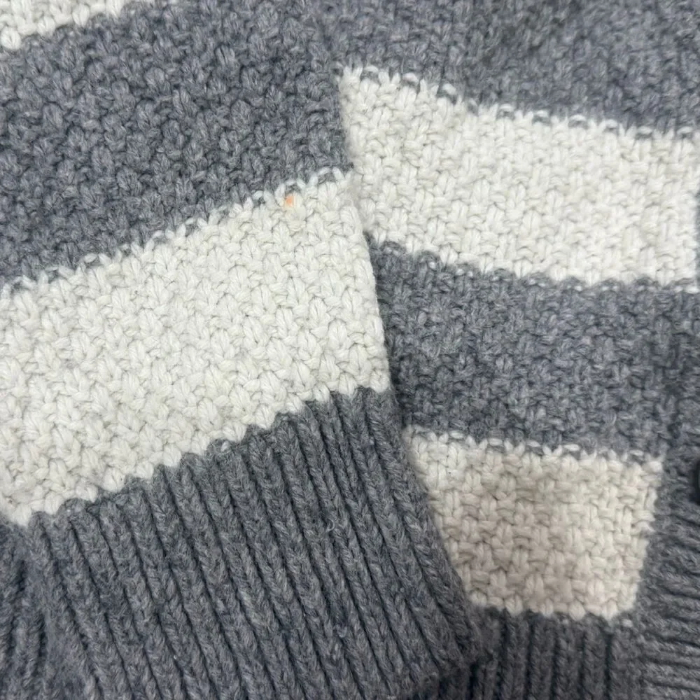 Y2K Abercrombie & Fitch Grey White Striped Cotton Angora Cardigan Sweater Small